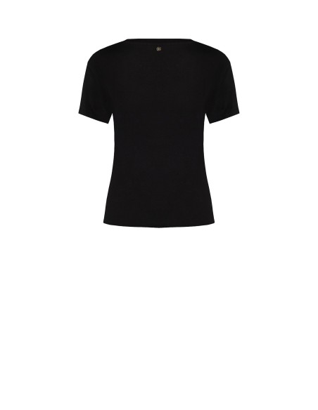 T-Shirt Regular em Algodão com Strass no Decote Redondo Rinascimento