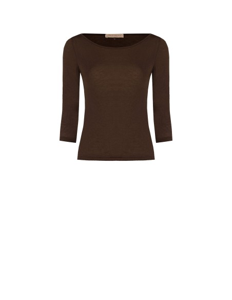 T-shirt justa em viscose ultraleve com mangas 3/4 Rinascimento