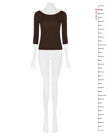 T-shirt justa em viscose ultraleve com mangas 3/4 Rinascimento