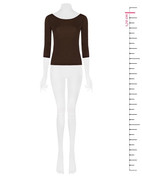 T-shirt justa em viscose ultraleve com mangas 3/4 Rinascimento