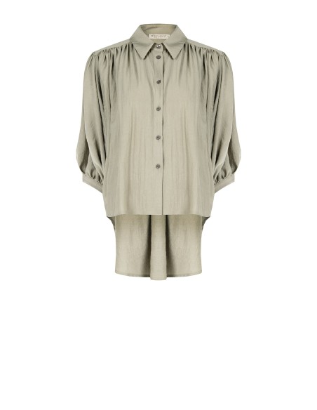 Camicia Ampia In Tessuto Leggero Misto Viscosa Con Maniche A Pipist...
