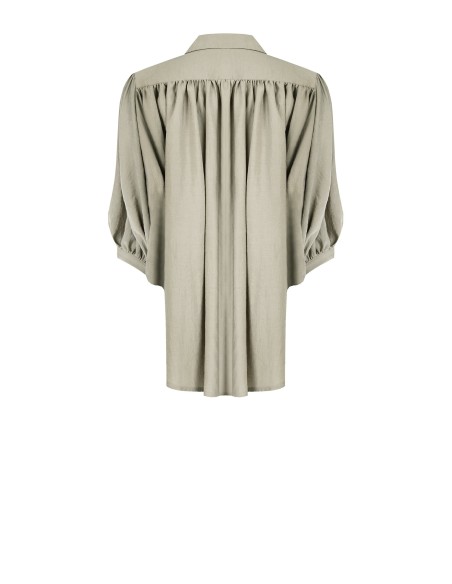 Camicia Ampia In Tessuto Leggero Misto Viscosa Con Maniche A Pipist...
