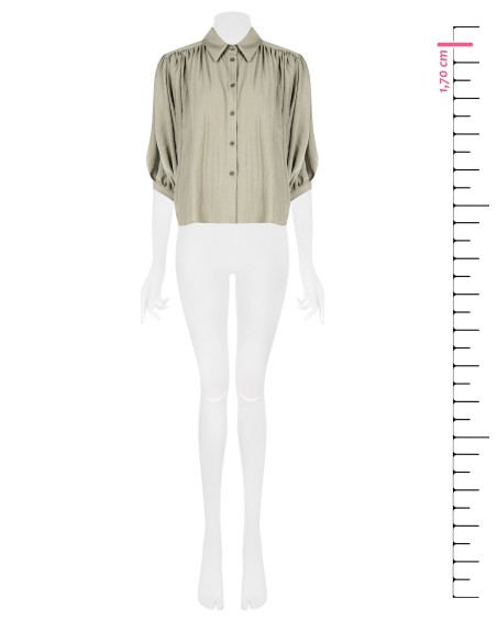 Camisa Ampla em Tecido Leve Misto de Viscose com Mangas Morcego Rinascimento