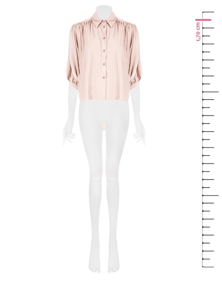 Camisa Ampla em Tecido Leve Misto de Viscose com Mangas Morcego Rinascimento