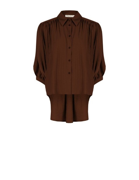 Camisa ampla em tecido leve misto de viscose com mangas morcego Rinascimento