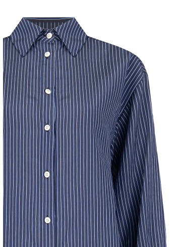 Camisa fluida em mistura de viscose com efeito ligeiramente amarrotado Rinascimento