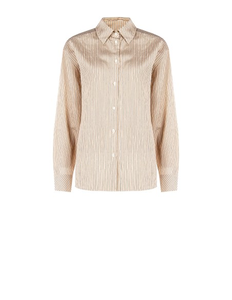 Camisa fluida em mistura de viscose com efeito ligeiramente amarrotado Rinascimento