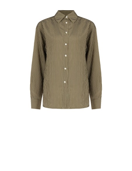 Camisa fluida em mistura de viscose com efeito ligeiramente amassado Rinascimento