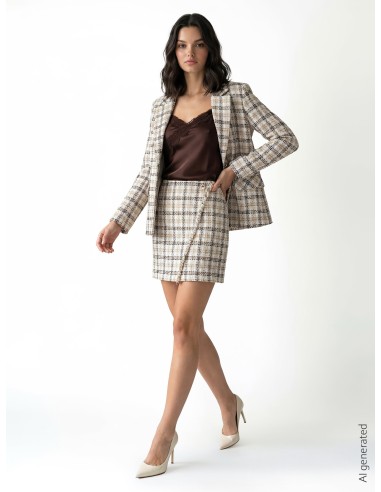 Blazer em tweed com botão com logótipo RR Rinascimento