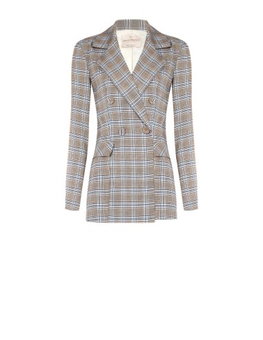 Blazer cinturado em príncipe de Gales, corte comprido Rinascimento