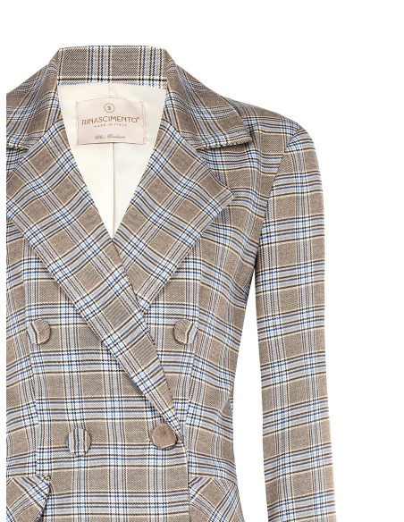 Blazer cintado em príncipe de Gales de corte longo Rinascimento