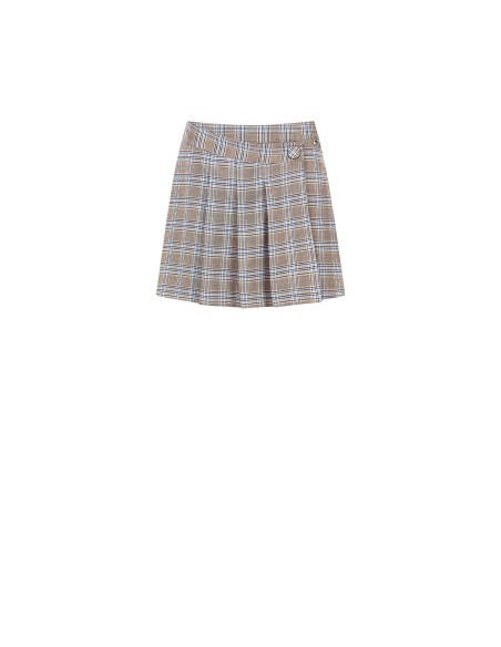 Minisaia-calça em Príncipe de Gales com pregas na parte da frente Rinascimento