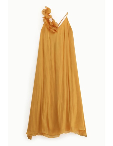 Vestido Longo Com Alças E Folho Decorativo Dixie