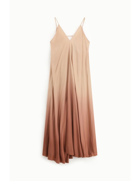 Vestido longo com alças e decote em V degradé Dixie