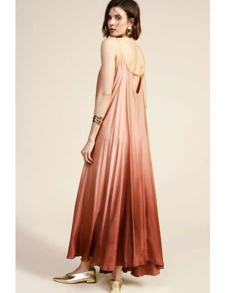 Vestido Longo Com Alças E Decote Em V Degradé Dixie