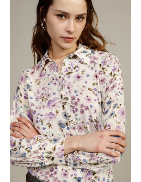 Camisa com estampa floral e mangas compridas Dixie