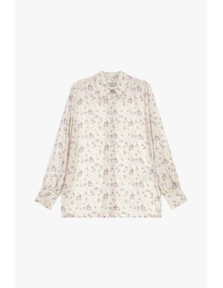 Camisa Estampa Floral, Gola Clássica, Mangas Compridas Dixie