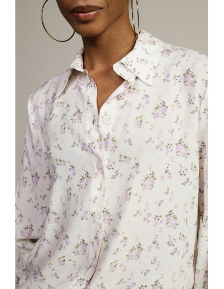 Camisa com estampa floral, gola clássica, mangas compridas Dixie