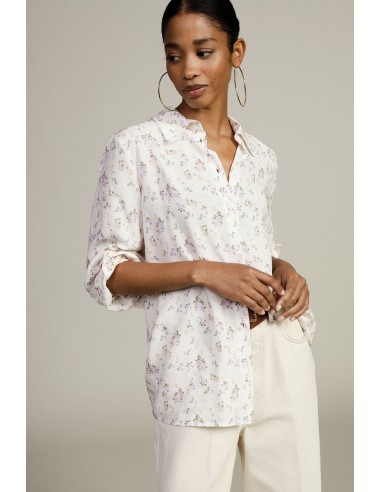 Camisa Estampa Floral, Gola Clássica, Mangas Compridas Dixie