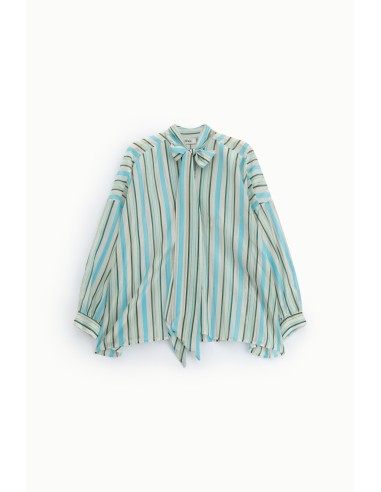 Camisa às riscas com laço e mangas compridas Dixie