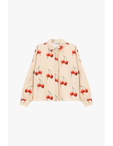 Camisa com estampa de cerejas e mangas compridas Dixie