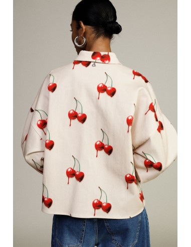 Camisa com estampa de cerejas e mangas compridas Dixie