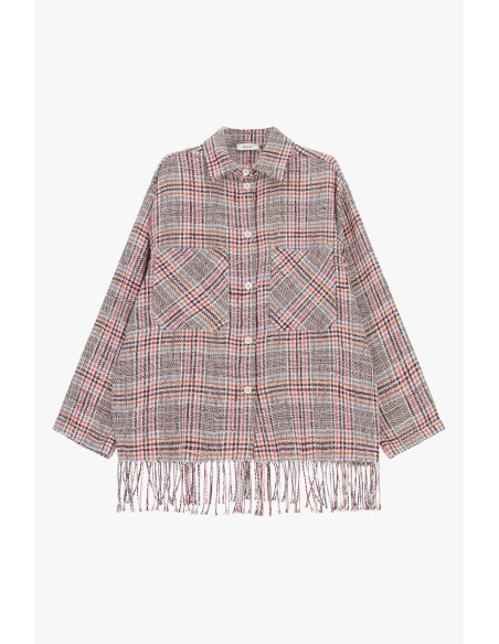 Camisa com franjas e bolsos frontais estampados Dixie