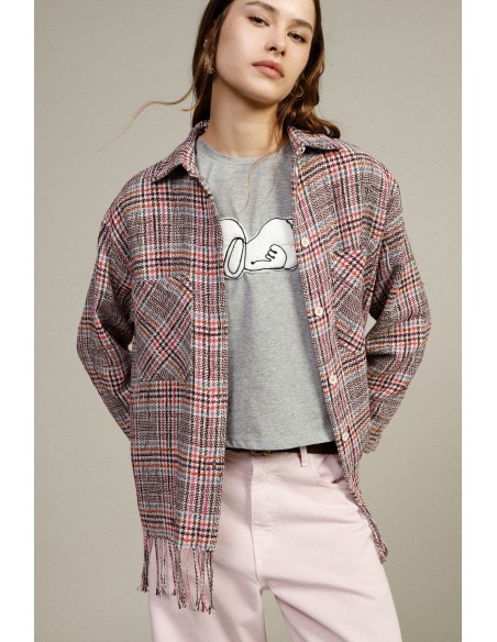 Camisa com franjas e bolsos frontais estampados Dixie
