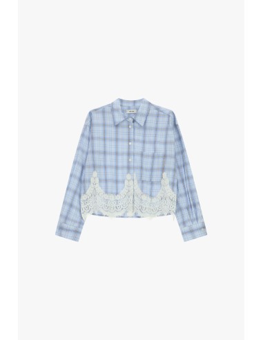 Camisa Xadrez Curta Com Borda Em Renda Dixie