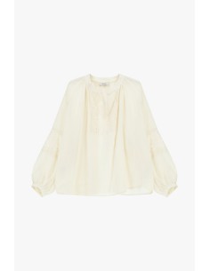 Blusa Ampla Com Bordados E Mangas Franzidas Dixie