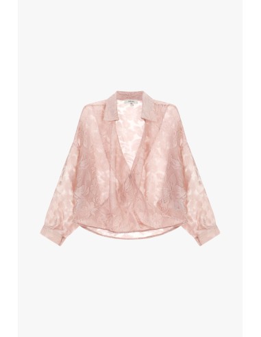 Camisa Jacquard Transpassada Com Mangas Largas Dixie