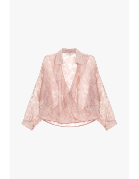 Camisa Jacquard Transpassada Com Mangas Largas Dixie