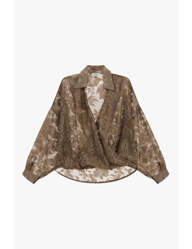 Camisa Jacquard Cruzada Com Mangas Amplas Dixie