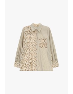 Camisa com padrão floral e riscas e com bolso frontal Dixie