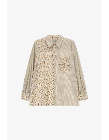 Camisa com padrão floral e riscas e com bolso frontal Dixie