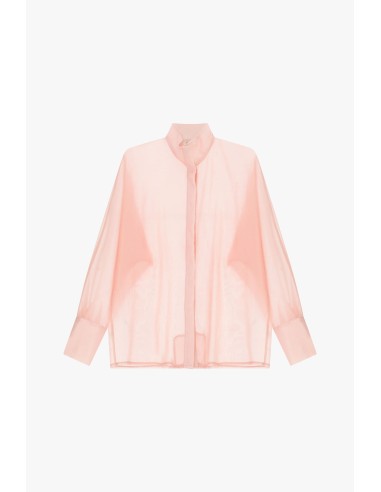 Camisa Transparente Corte Amplo Colarinho à Coreana Dixie