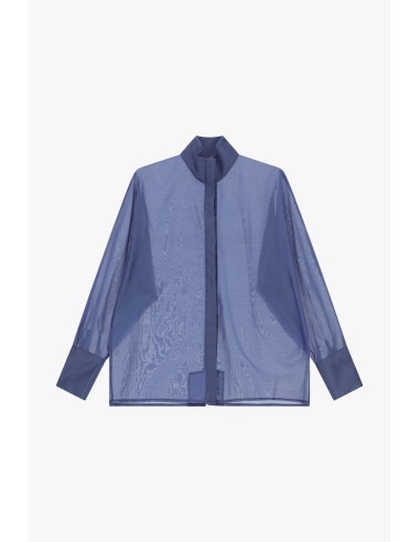 Camisa Transparente Corte Amplo Gola à Coreana Dixie