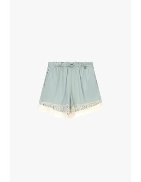 Calções corte regular com bordo em renda floral Dixie