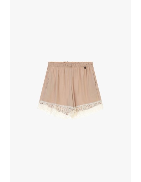 Shorts corte regular com barra em renda floral Dixie