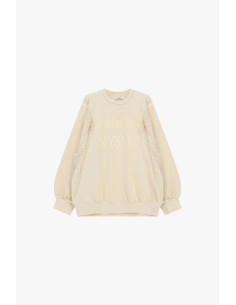 Sweatshirt de gola redonda com detalhes em renda e inscrição frontal Dixie