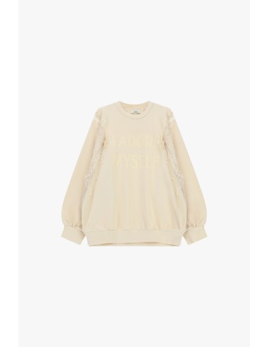 Sweatshirt de gola redonda com detalhes em renda e inscrição frontal Dixie