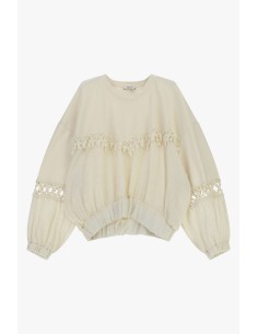 Sweatshirt Ampla Com Detalhes Vazados E Inserções Bordadas Dixie