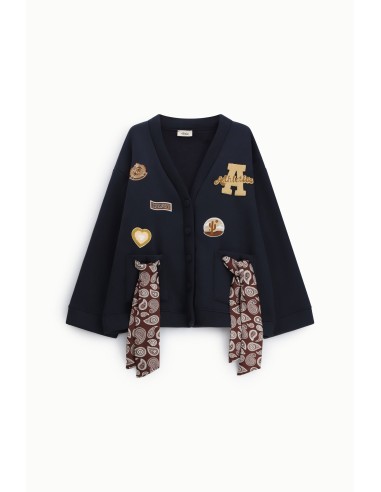 Sweatshirt sem capuz com botões e detalhes em patch Dixie