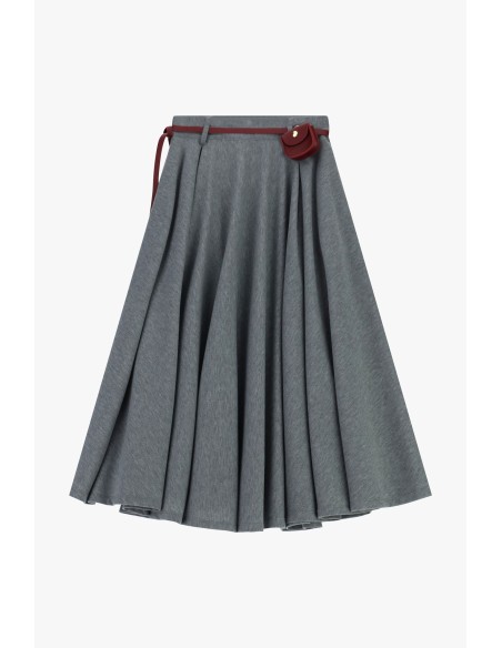 Saia Midi Plissada com Cinto e Mini Bolsa Dixie