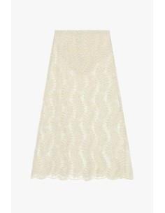 Saia longa com bordado de folha vazada Dixie
