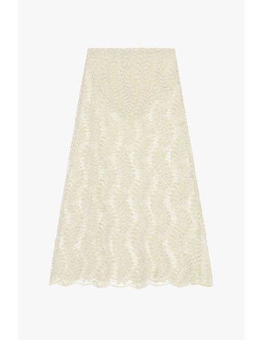 Saia longa com bordado de folha vazada Dixie