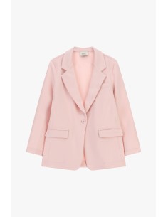 Blazer de um só peito com bolsos com aba e lapela clássica Dixie