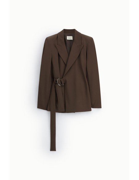 Blazer com cinto de argola e lapelas clássicas Dixie