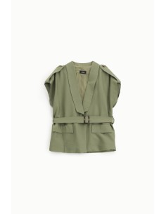 Colete Com Cinto E Bolsos Dixie