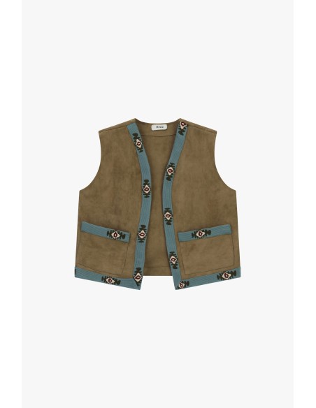 Colete com acabamentos bordados e bolsos frontais Dixie